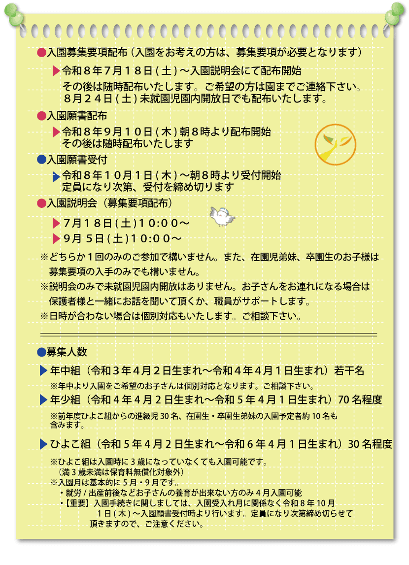 入園児募集について